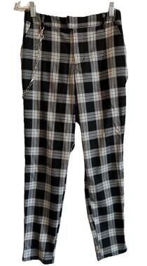 Vintage Hot Topic Plaid Pants With A Hanging Chain Black Gray 90s Goth Punk Med
